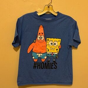 Nickelodeon Blue Tee with SpongeBob and Patrick SIZE: MEDIUM (UNISEX TSHIRT)